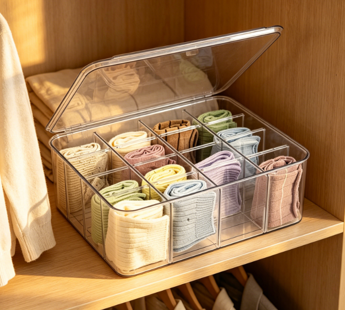 13 Lidded Plastic Underwear & Socks Organizer - Image 1