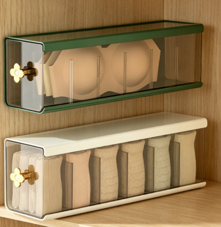 Wall-Mounted Green 6-Compartment Underwear Organizer
