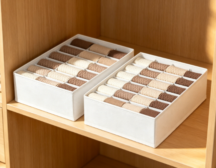 White Fabric Underwear & Sock Divider Box